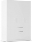 Rauch M&ouml;bel Glasgow hingedega uksega riidekapp, garderoobikapp, riidekapp, 3 ust, 2 sahtlit, valge k&auml;epidemeprofiil, 136 x 197 x 54 cm