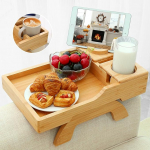 BAMBOOTRAY diivanil k&auml;etoe laud Multifunktsionaalne kokkupandav TV-taldrik 360&deg; p&ouml;&ouml;rleva telefoni ja padjapidaja kohvilaud s&ouml;&ouml;miseks ja joomiseks