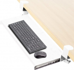 VIVO suur klaviatuuritaldrik laua all v&auml;lja t&otilde;mmatav eriti tugeva C-klambrite kinnituss&uuml;steemiga, 27 (33 koos klambritega) x 11-tolline libistatav platvormi arvutisahtli kirjutamiseks, valge, MOUNT-KB05W