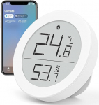 Qingping Thermometer Hygrometer Sensor Works with HomeKit (Works with iOS Only) via Thread or Bluetooth, Wireless Indoor Temperature and Humidity Monitor with E-Ink Display