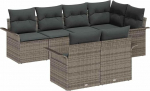 7-teiliges Garten-Sofa-Set mit Kissen in Grau aus Poly-Rattan Gartenlounge Model3345399