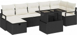 8-teiliges Garten Sofa Set mit Kissen Schwarz Poly Rattan, 2-Sitzer Garten Sofa mit Kissen Schwarz Poly Rattan Gartenlounge Model3359804