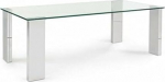Mar.c.a. Design Arley ristk&uuml;likukujuline klaasist laud, MDF jalad ja terasefekt 120 x 60 x 45 cm