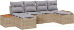 6-teiliges Garten-Sofa-Set mit Kissen Beige Poly-Rattan Akazie Gartenlounge Model3348141