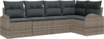 5-teiliges Garten-Sofa-Set mit Kissen Grau Poly Rattan, 2-Sitzer Garten-Sofa mit Stauraum & Kissen Grau Poly Rattan Gartenlounge Model3354708