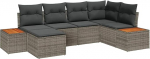 6-teiliges Garten-Sofaset mit Kissen Grau Poly Rattan Akazie Gartenlounge Model3348120