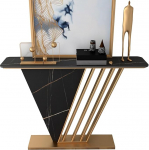 Konsoollaud Modern konsoollauad sissep&auml;&auml;suala jaoks, sissep&auml;&auml;sulaud raamidega, mis on valmistatud Faux marmorist ja marmorist alusega, kitsas diivanilaud (v&auml;rv : must, suurus : 39.4x11.8x31.5inch)