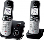 Panasonic KX-TG6862GB juhtmeta telefon 2 telefonitoruga ja automaatvastajaga (kuni 1000 telefoninumbri lukustamine, selge kirjasuurus, valjuh&auml;&auml;lne telefonitor, t&auml;isdupleks-k&otilde;nede vabak&auml;e) must/h&otilde;bedane