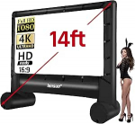 Pro Inflatable Outdoor Movie Projector Screen 15ft Outdoor Projection Screen Mega Projector Screen esi- ja tagaprojektsiooniks sisaldab inflatsiooniventilaatorit, maapealseid panuseid, kinnitusrihmad ja