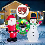 160 cm / 5.3 ft T&auml;ispuhutav j&otilde;uluvana ja lumememm, j&otilde;uluking, LED tuled, dekoratsioon sise- ja v&auml;listingimustes salongile, terrassile, r&otilde;dule, aeda, panused koos muru jaoks.