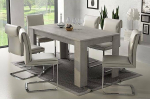 Dmora Extendable Dining Table, Extendable Console, Modern Table with Pull-Outs, 160 / 220 x 88 x 88 cm, Cement Colour