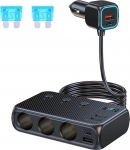 9 in 1 USB C autolaadija auto sigaretis&uuml;&uuml;taja splitter 171 W kolmekordse 12 V / 24 V pistikuga laadimiskaabli splitter 4 USB + Dual PD pordiga, eraldi l&uuml;liti LED pinge n&auml;idikuga