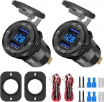 Linkstyle 2 auto USB-laadimisportide komplekt, Dual 18 W QC3.0 USB-A ja Dual 30 W PD Type-C koos LED-pingem&otilde;&otilde;tjaga 12 V/24 V matkaauto ja paadi jaoks.
