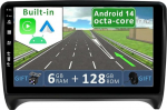 YUNTX [6GB + 128GB] Android 12 autoraadio Audi TT MK2 8J (2006-2012)-[Integreeritud CarPlay/Android Car/DSP/GPS]-9-tolline IPS 2.5D kaamera + MIC-DAB/peeglilink/Bluetooth 5.0/360 kaamera/rooliratas