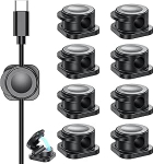 Kabelhalter, 360&deg; drehbar, mit stark haftender Federung, Kabel-Organizer f&uuml;r effizientes Kabelmanagement, Kabelorganisation und Kabelorganisation am Schreibtisch, Nachttisch, Auto-Wand, 8