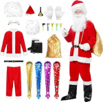 Alaiyaky Meeste j&otilde;ulukost&uuml;&uuml;m 20-st j&otilde;uluvana kost&uuml;&uuml;m Luksuslik j&otilde;uluvana kost&uuml;&uuml;m koos m&uuml;tsiga parukas habemega prillidega kott kindad v&ouml;&ouml; kellukese draakon j&otilde;uluvana &uuml;likond j&otilde;ulupidu jaoks