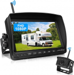 URVOLAX traadita tagurduskaamera, 7-tolline monitor, IP69K veekindel auto tagurduskaamera, raadio, 1080P HD &ouml;&ouml;n&auml;gemine, 170&deg; lai nurk, traadita parkimisabi veoautodele, haagissuvilatele, haagistele, UR61X