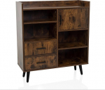 hjh LIVING MYRDAL Retro Industrial Style Chest of Drawers 80 x 30 x 90 cm Highboard with Open and Closed Compartments, Brown/Black