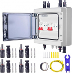 HENYEER &uuml;lepingekaitse PV, DC 40A / 1000V isolaator l&uuml;liti, v&auml;lklambi kaitsel&uuml;liti (2 sisse 2 v&auml;lja), p&auml;ikesepaneelide &uuml;henduskarp, IP65 veekindel