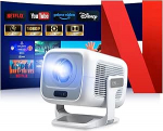 Projektor 4K [Official Netflix | Dolby Audio] 700 ANSI Smart projektor kodukino, Full HD 1080P, automaatne fookus, vertikaalne keystone korrektsioon auto, l&uuml;hikese vahemaa projektor (valge)