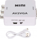 Mavis Laven Mini PC adapter VGA to AV RCA HDMI 480P Composite AV to VGA TV Set-Top Box Audio TV Video Converter to PC (valge)