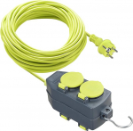 Masterplug 15m 2 pistikupesa v&auml;litingimustes Schuko pikenduskaabel IP44 roheline