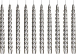 Ebersbacher Kerzenfabrik GmbH Renaissance Taper Candles Twisted Varnished Silver Pakend 10 tk Suurus Ca. 22 x 250 mm Individuaalselt fooliumiga