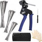 homdat 150 roostevabast terasest kaablisideme ja metallist sidumisp&uuml;stoli pakk, 3 suurusega metallist kaablisidemed, kaablisideme tangid, kaablisideme t&ouml;&ouml;riist koos kinnastega, kaablisideme eemaldaja, t&ouml;&ouml;riistakott