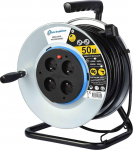 Electraline 208690 50m metallist pikenduskaabel 4 pistikupesa koos kaablijuhtimise fikseeritud plaadi ja ergonoomilise k&auml;epidemega Hall