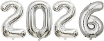 Silver 2026 Happy New Year Balloon, 32 tolli 2026 T&auml;ispuhutav number &otilde;hupallid komplekt uue aasta kaunistamiseks, j&otilde;ulud, l&otilde;petamine, s&uuml;nnip&auml;ev, aastap&auml;ev, peo dekoratsioonitarbed