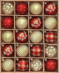 Valery Madelyn Christmas Baubles 20 tk 6 cm j&otilde;ulupuu kuusepallid plastikust koos riputajaga Luksuslik Punane kuldne j&otilde;ulupallide komplekt j&otilde;ulukaunistuste teemaks Punane kuld (L