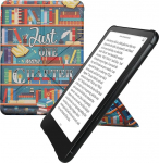 kwmobile kaitsekott &uuml;hildub Amazon Kindle Paperwhite (2024)/Colorsoftiga - Kunstnahast &uuml;mbris - eReader Cover Case - Raamatukogu teema mitmev&auml;rviline