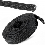 7,9 m lange Kabelh&uuml;lse, 3,8 cm Kabelf&uuml;hrung, PET-Draht-Webstuhl, geflochtenes Kabelmanagement, erweiterbarer Kabelschutz f&uuml;r USB-Strom-, Audio-Video-Kabel (schwarz)