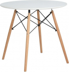 EGGREE Round Dining Table for 2 4 People Scandinavian Design, Wooden Legs and Metal Frame, 80 x 80 x 75 cm, White