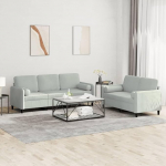qohoio 3202034 2-Piece Sofa Set with Cushion Sofa Living Room Sofa Set Sofas for Living Room Light Grey Velvet