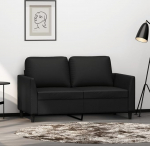 ZEYUAN 359328 2-Seater Sofa, Black, 120 cm, Faux Leather, Sofas & Couches, Living Room Sofa, Sofa for Teenager's Room, Relaxing Sofa, Sofa for Bedroom, Upholstered Sofa