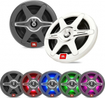 JBL Club Marine Speaker 6 1/2-tolline 2-Way k&otilde;rgtehnoloogiline v&auml;lisk&otilde;lar veekindel, 225 W paadikarbid Harman Kardoni poolt, IPx5 v&auml;lisk&otilde;lar, ilmastikukindel, 7 v&auml;rvi LED-valgustus, 2 grilliv&auml;rvi