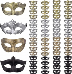 FEQO 64 venetsia maskide pakett Karneval Vintage antiik maskid naistele meestele Halloween kost&uuml;&uuml;mipidu