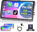 Autoraadio Android 15 VW Passat B6 Polo Golf 5 6 Skoda Seat Touran Tiguan 9-tolline 2+64G autoraadio Carplay Android DAB+ GPS WiFi FM/RDS, AHD telekaamera Posteriore mikrofon