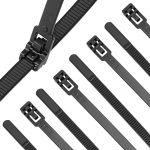 QWORK 100 Pack 7.6mm x 400mm mustad korduvkasutatavad ja eemaldatavad kaablisidemed raskev&otilde;itu sise- ja v&auml;litingimustes kasutamiseks