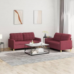 Juroupi 3201280 2-Piece Sofa Set with Cushion Sofa Living Room Sofa Set Sofas for Living Room Wine Red Fabric