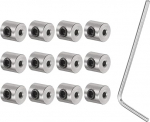 sourcing map 12 Pcs Screw Neck Set 2mm Bore Stainless Steel Shank Collars 7mm OD 7mm Width Landing Gear Stoppers Wheel Collar with Hex Wrench