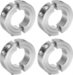 sourcing map 4 x Double Split Clamp Shaft Collar Clamping Rings, 1" Bore, Two Piece Clamp Collar, 1-3/8" OD, 1/2" Thick, 304 Stainless Steel Axle Collar, Set Bolt Style