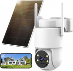 XNH 2K 3MP Outdoor Solar Battery Surveillance Camera, 360&deg; PTZ Wireless Camera, 32GB Local Memory, Car Tracking, Colour Night Vision, 2-Way Audio, IP65 Waterproof, 2.4G WiFi