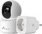 NIVIAN 360&deg; WiFi kuppelvalvekaamera pistik, 2K audio, kahesuunaline tuvastamine, auto j&auml;lgimine, siseruumides, &uuml;hildub