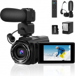 LAMA videokaamera 8K videokaamera, 64MP Vlogging kaamera 18X digitaalne zoom IR &ouml;&ouml;n&auml;gemiskaamera, WiFi digitaalne salvestaja 64GB SD kaardiga, 4500mAh aku (4,5 tundi salvestusaega) striiming video salvestamiseks