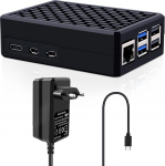 GeeekPi alumiiniumist korpus koos USB-C toiteallikaga 27 W Raspberry Pi 5 jaoks, Pi5 Armor Case passiivse jahutusega, 27 W 5 V 5 A USB-C toiteallikas Raspberry Pi 5 4GB/8GB/16GB jaoks
