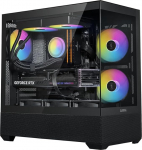 SAMA V40 Mid-Tower ATX korpus - 6&times;120mm ARGB PWM ventilaator eelpaigaldatud, topelt karastatud klaaspaneelid, kahe kambri disain, USB 3.1 Type-C, 7 pesa, toetab ATX/mATX/ITX GPU-d, mustas toonis