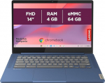 Lenovo IdeaPad Slim 3 Chrome 14M868 S&uuml;learvuti 14-tolline FHD (MediaTek Kompanio 520, 4GB RAM, 64GB SSD, Arm Mali-G52 2EE MC2 GPU, Chrome OS) Prantsuse versioon AZERTY klaviatuur - Sinine