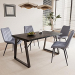 5-osaline s&ouml;&ouml;gitoa komplekt - kaasaegne s&ouml;&ouml;gilaud (140 x 80 cm) koos 4 polsterdatud tooliga, metall ja MDF, elegantne samet- v&otilde;i kunstnahast kate, stiilne ja vastupidav.